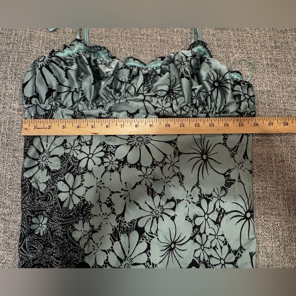 Free People Retro Daisy Asymmetrical Slip Dress Black Combo Flowered Sz L - Picture 12 of 15